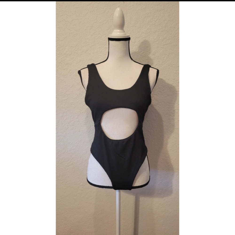 Black Cut Out One Piece Swimsuit - Picture 2 of 4
